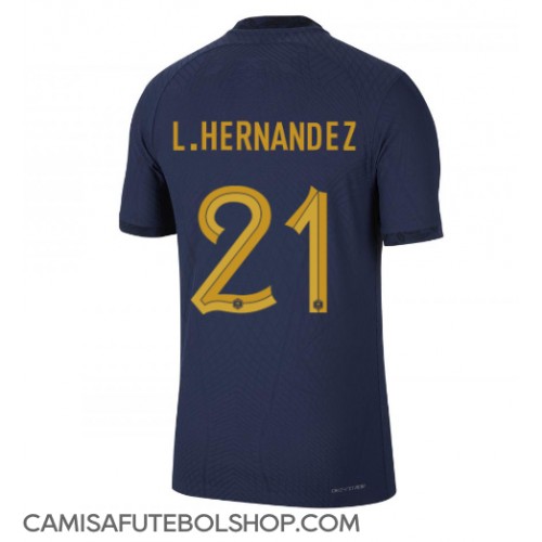 Camisa de time de futebol França Lucas Hernandez #21 Replicas 1º Equipamento Mundo 2022 Manga Curta